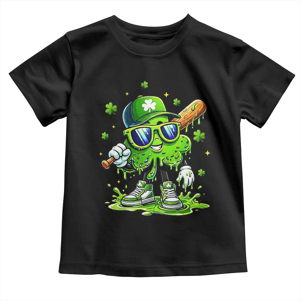 Funny St Patricks Day Clover Baseball Player Gift Toddler T Shirt TS12 Black Print Your Wear