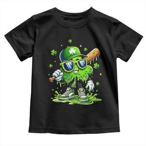 Funny St Patricks Day Clover Baseball Player Gift Toddler T Shirt TS12 Black Print Your Wear