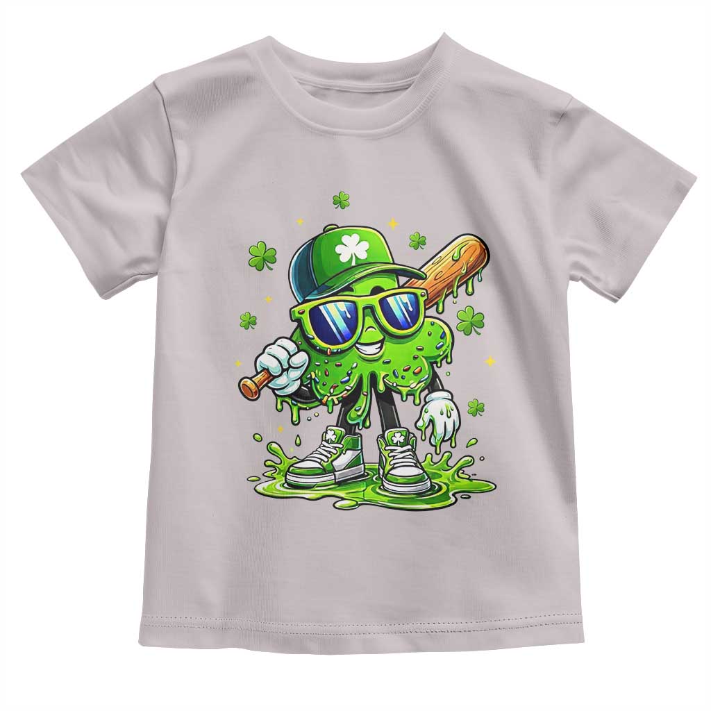 Funny St Patricks Day Clover Baseball Player Gift Toddler T Shirt TS12 Ice Gray Print Your Wear