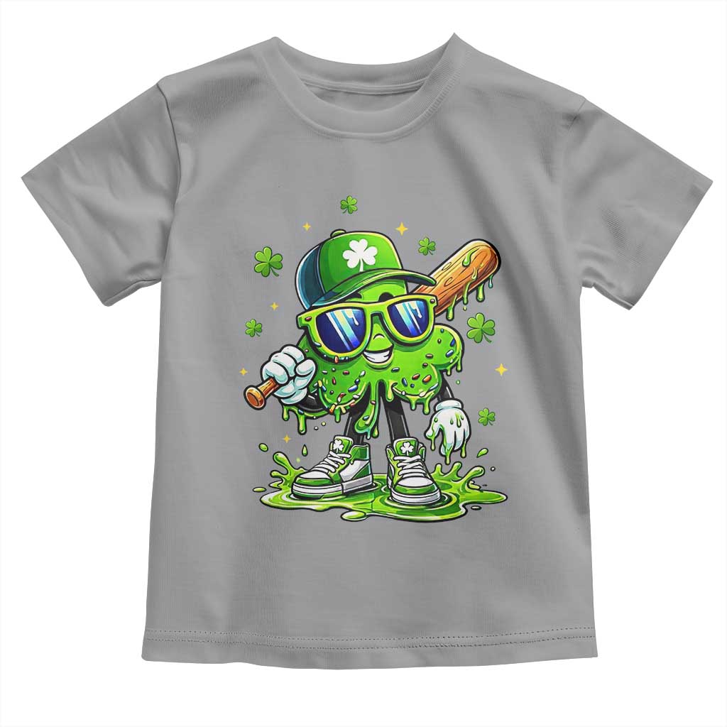 Funny St Patricks Day Clover Baseball Player Gift Toddler T Shirt TS12 Sport Gray Print Your Wear