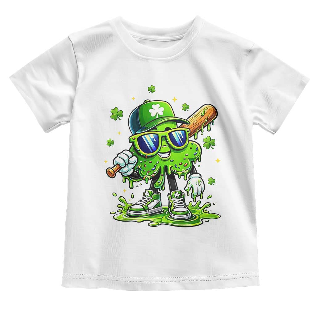 Funny St Patricks Day Clover Baseball Player Gift Toddler T Shirt TS12 White Print Your Wear