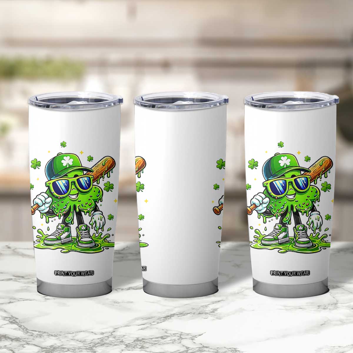 Funny St Patricks Day Clover Baseball Player Gift Tumbler Cup TS12 Print Your Wear
