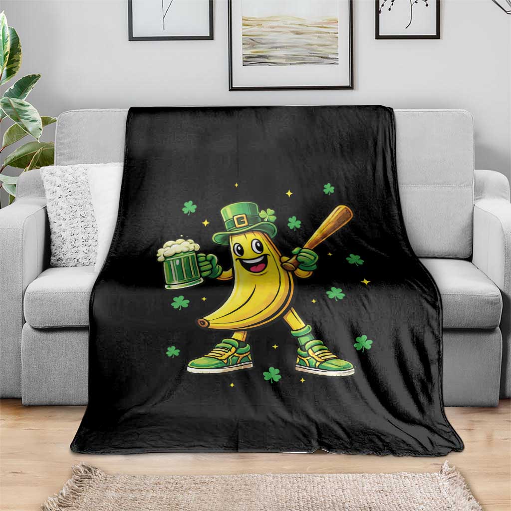 Funny Banana Baseball Player Gift Throw Blanket St Patricks Day TS12 Print Your Wear