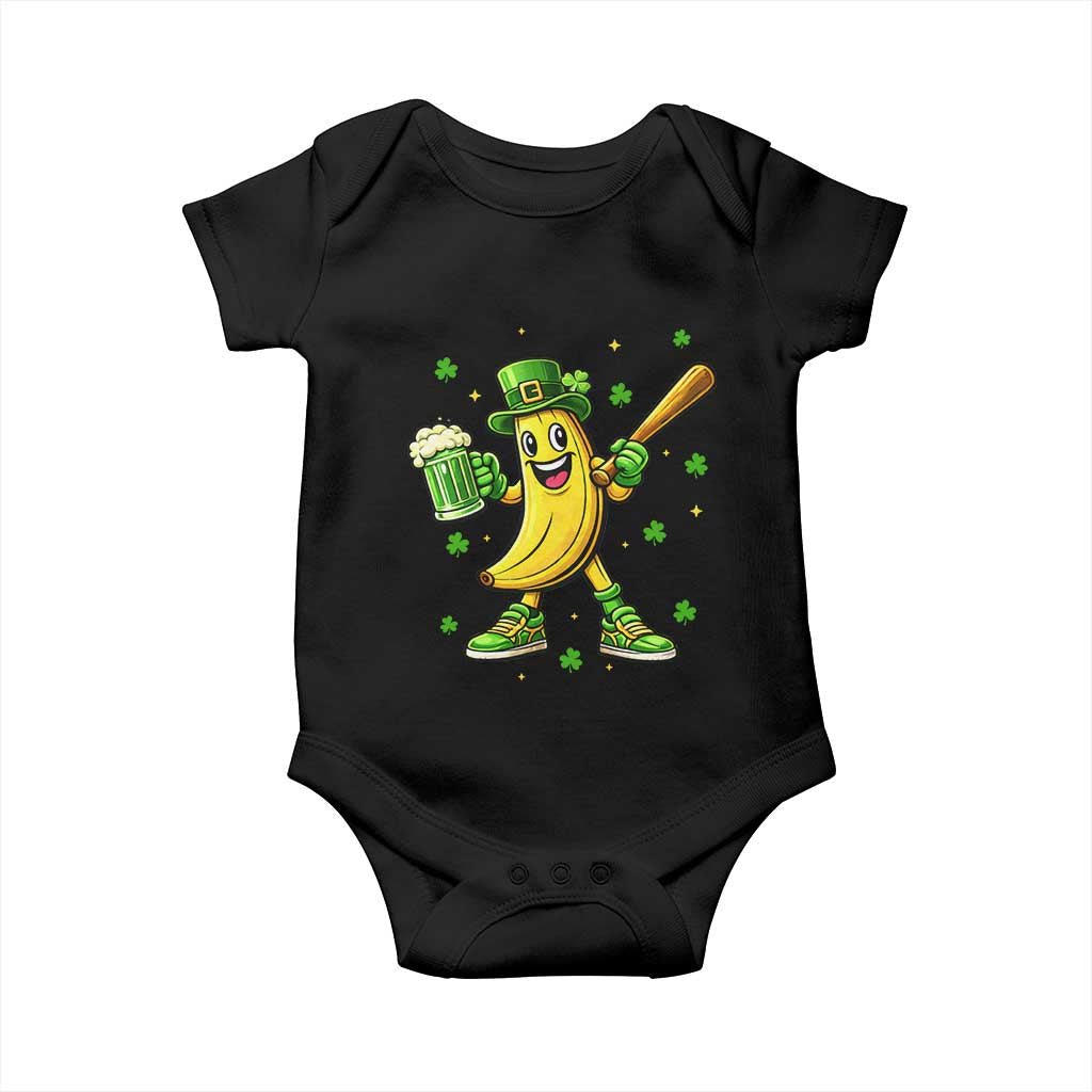 Funny Banana Baseball Player Gift Baby Onesie St Patricks Day TS12 Black Print Your Wear