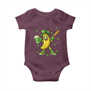 Funny Banana Baseball Player Gift Baby Onesie St Patricks Day TS12 Maroon Print Your Wear