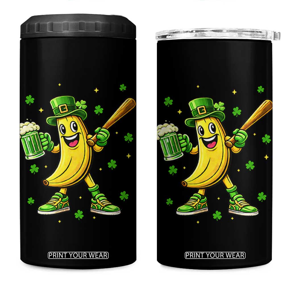 Funny Banana Baseball Player Gift 4 in 1 Can Cooler Tumbler St Patricks Day TS12 One Size: 16 oz Black Print Your Wear