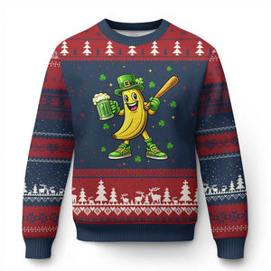 Funny Banana Baseball Player Gift Ugly Christmas Sweater St Patricks Day TS12 Navy Red Print Your Wear