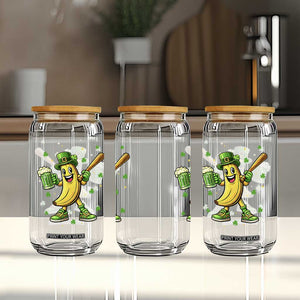Funny Banana Baseball Player Gift Glass Can St Patricks Day TS12 Print Your Wear