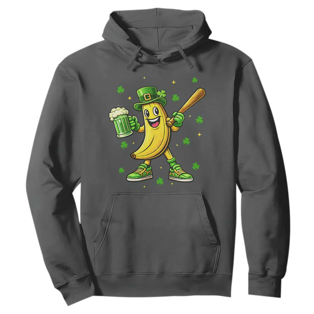 Funny Banana Baseball Player Gift Hoodie St Patricks Day TS12 Dark Heather Print Your Wear