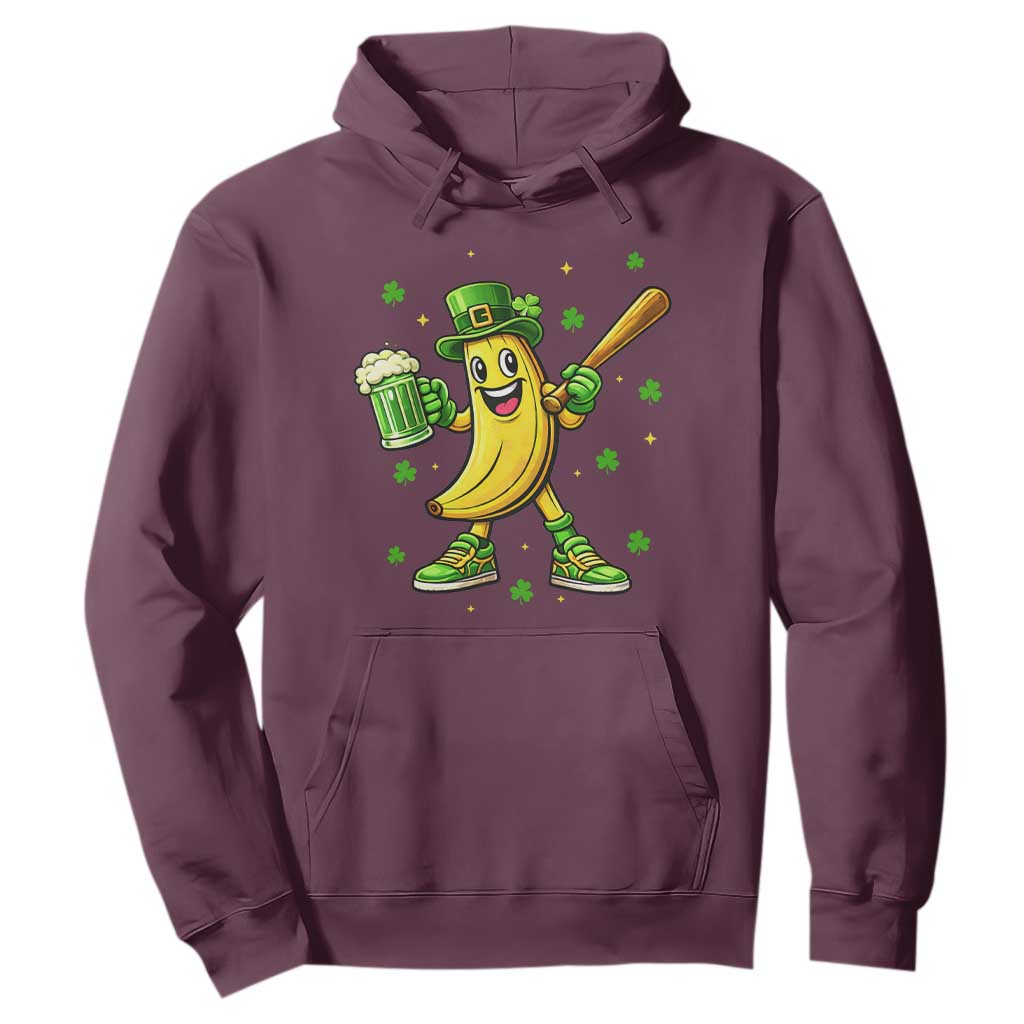Funny Banana Baseball Player Gift Hoodie St Patricks Day TS12 Maroon Print Your Wear