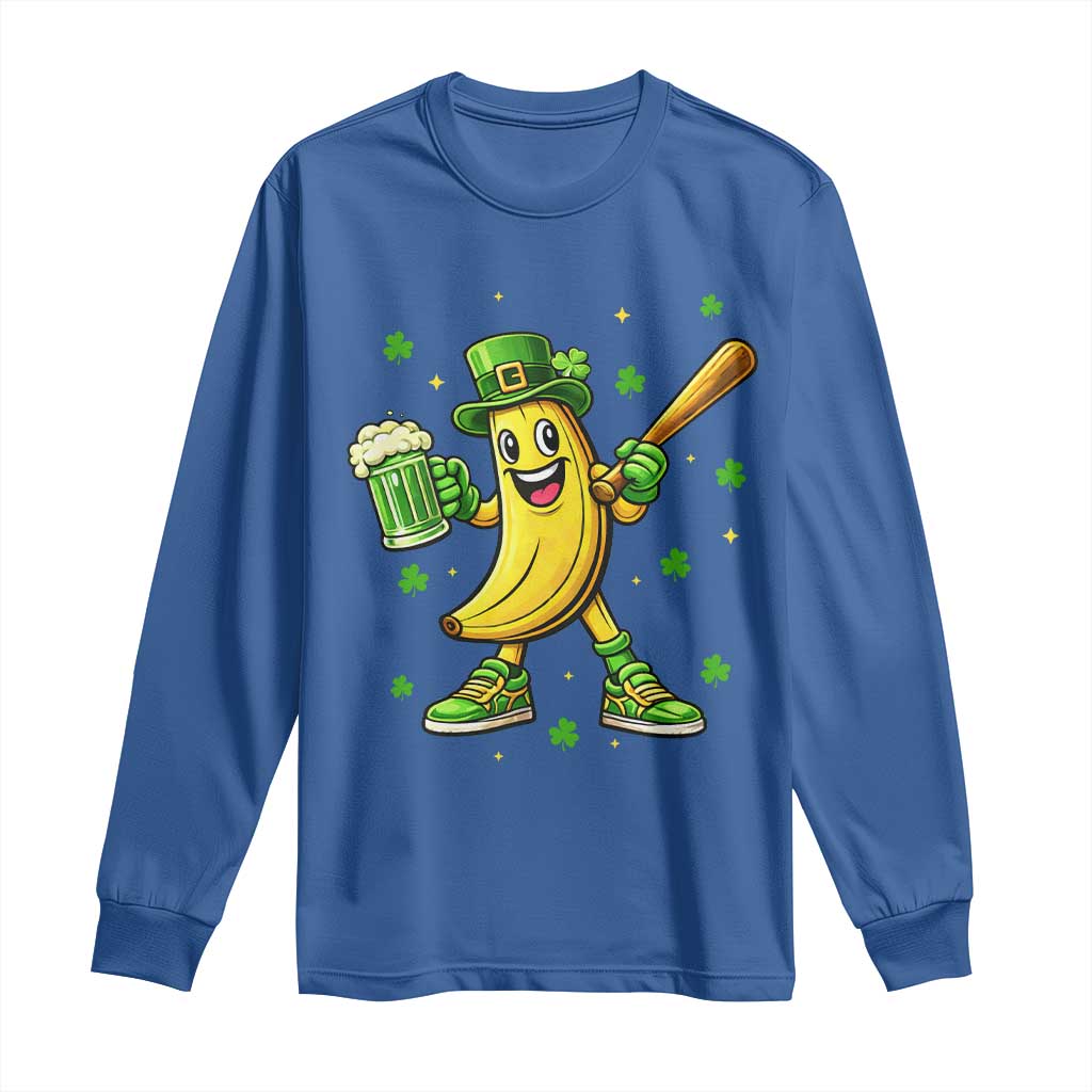 Funny Banana Baseball Player Gift Long Sleeve Shirt St Patricks Day TS12 Royal Blue Print Your Wear