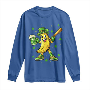 Funny Banana Baseball Player Gift Long Sleeve Shirt St Patricks Day TS12 Royal Blue Print Your Wear