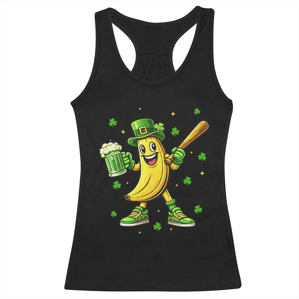 Funny Banana Baseball Player Gift Racerback Tank Top St Patricks Day TS12 Black Print Your Wear