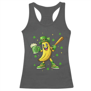 Funny Banana Baseball Player Gift Racerback Tank Top St Patricks Day TS12 Dark Heather Print Your Wear