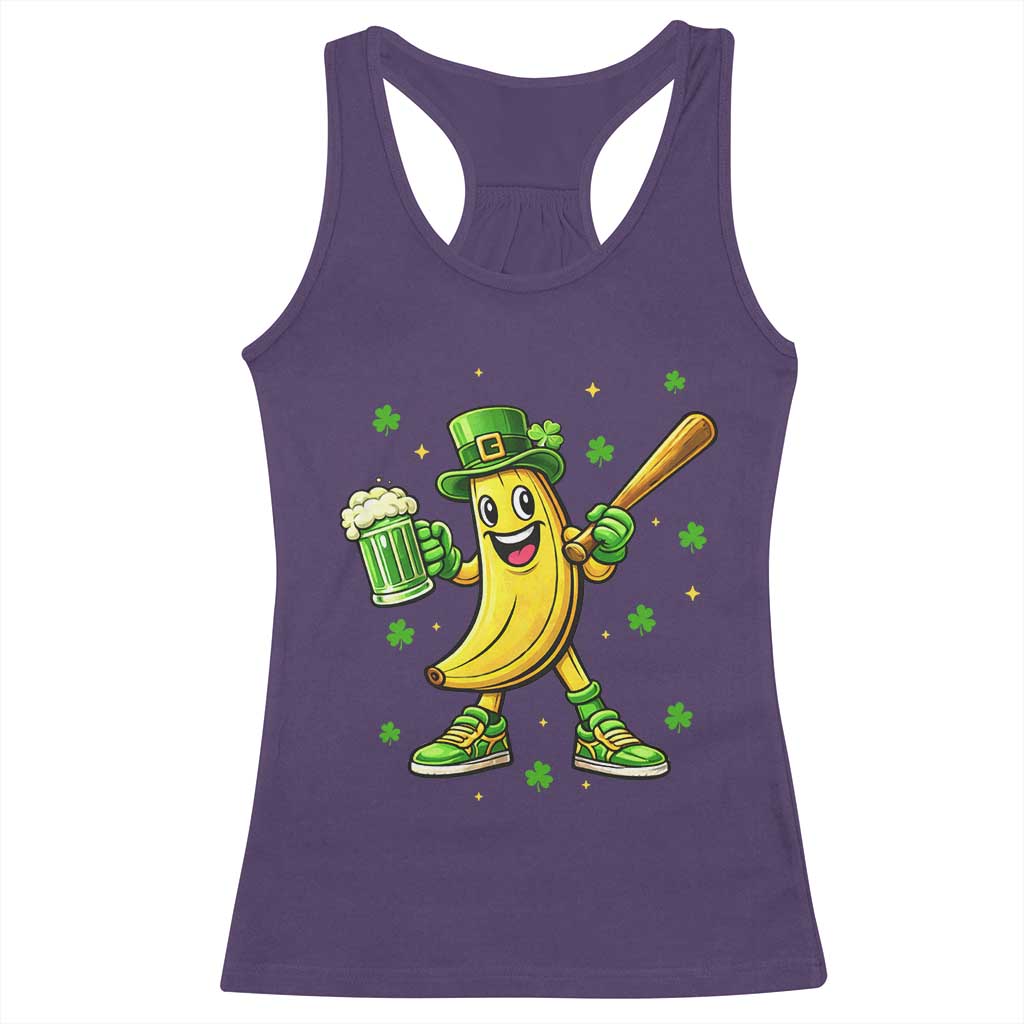 Funny Banana Baseball Player Gift Racerback Tank Top St Patricks Day TS12 Purple Print Your Wear