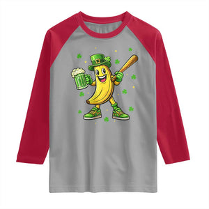 Funny Banana Baseball Player Gift Raglan Shirt St Patricks Day TS12 Sport Gray Red Print Your Wear