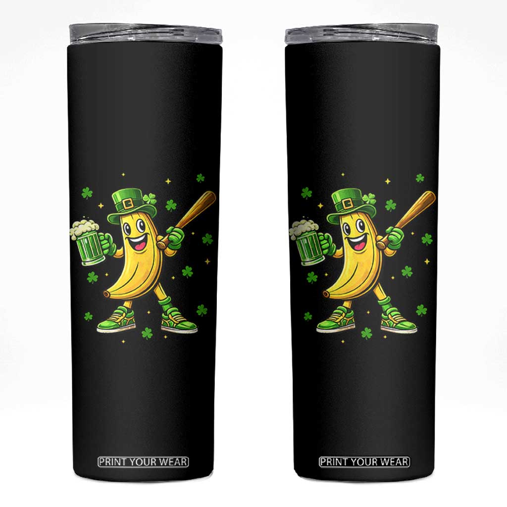 Funny Banana Baseball Player Gift Skinny Tumbler St Patricks Day TS12 Black Print Your Wear