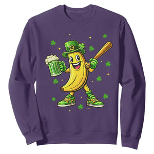 Funny Banana Baseball Player Gift Sweatshirt St Patricks Day TS12 Purple Print Your Wear