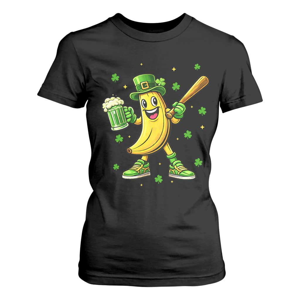 Funny Banana Baseball Player Gift T Shirt For Women St Patricks Day TS12 Black Print Your Wear