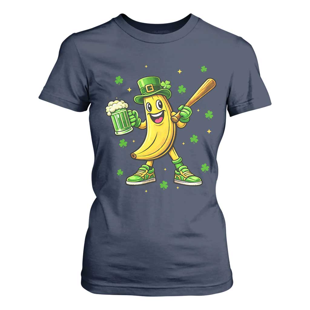 Funny Banana Baseball Player Gift T Shirt For Women St Patricks Day TS12 Navy Print Your Wear