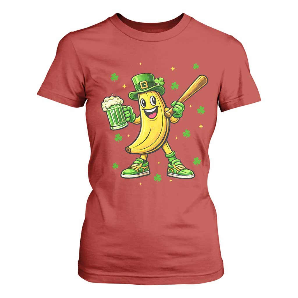Funny Banana Baseball Player Gift T Shirt For Women St Patricks Day TS12 Red Print Your Wear
