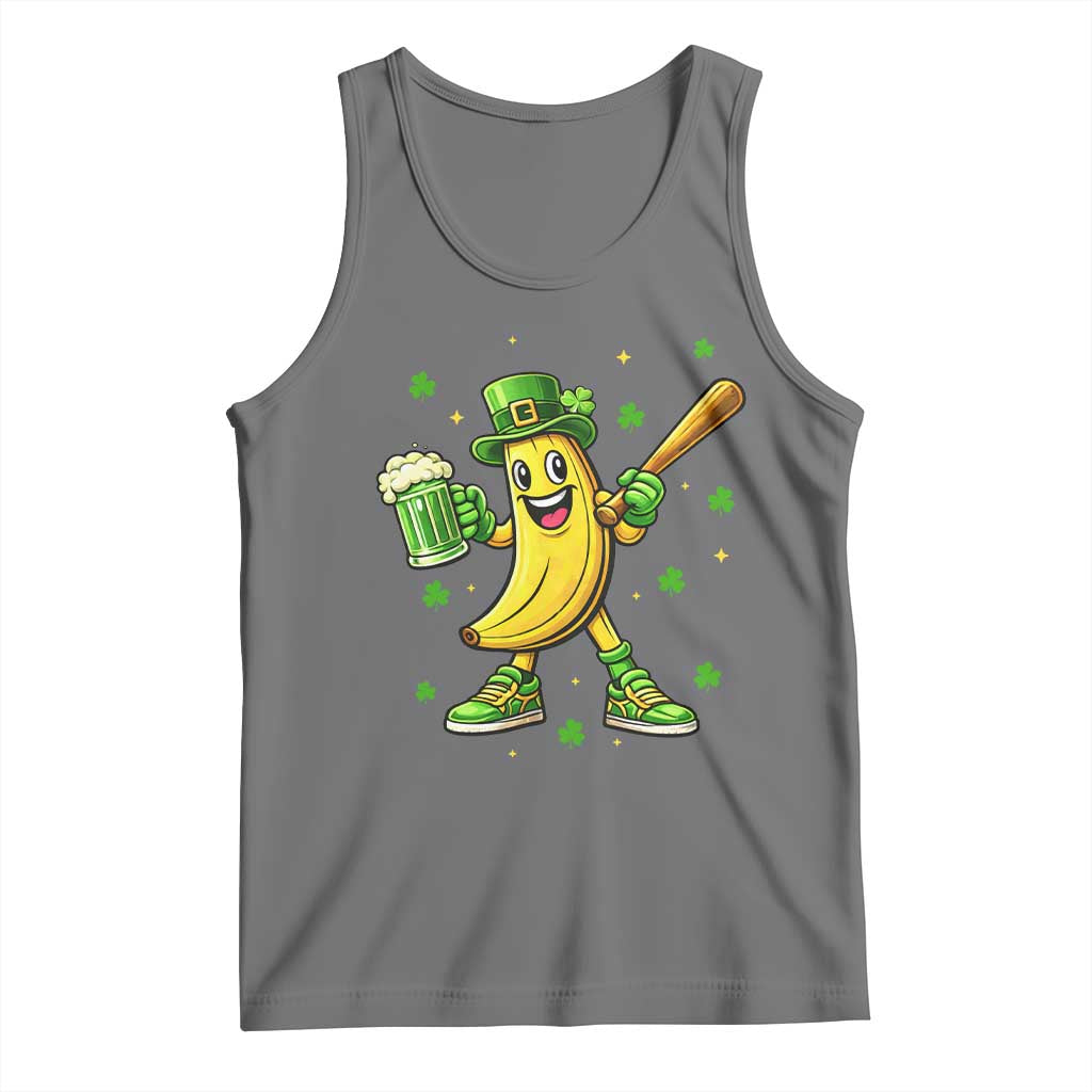 Funny Banana Baseball Player Gift Tank Top St Patricks Day TS12 Black Heather Print Your Wear