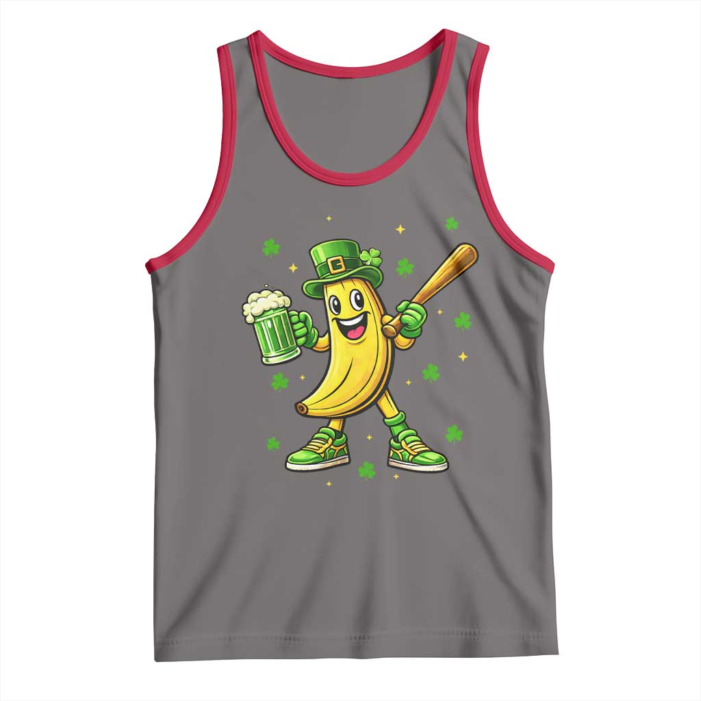 Funny Banana Baseball Player Gift Tank Top St Patricks Day TS12 Deep Heather Red Print Your Wear