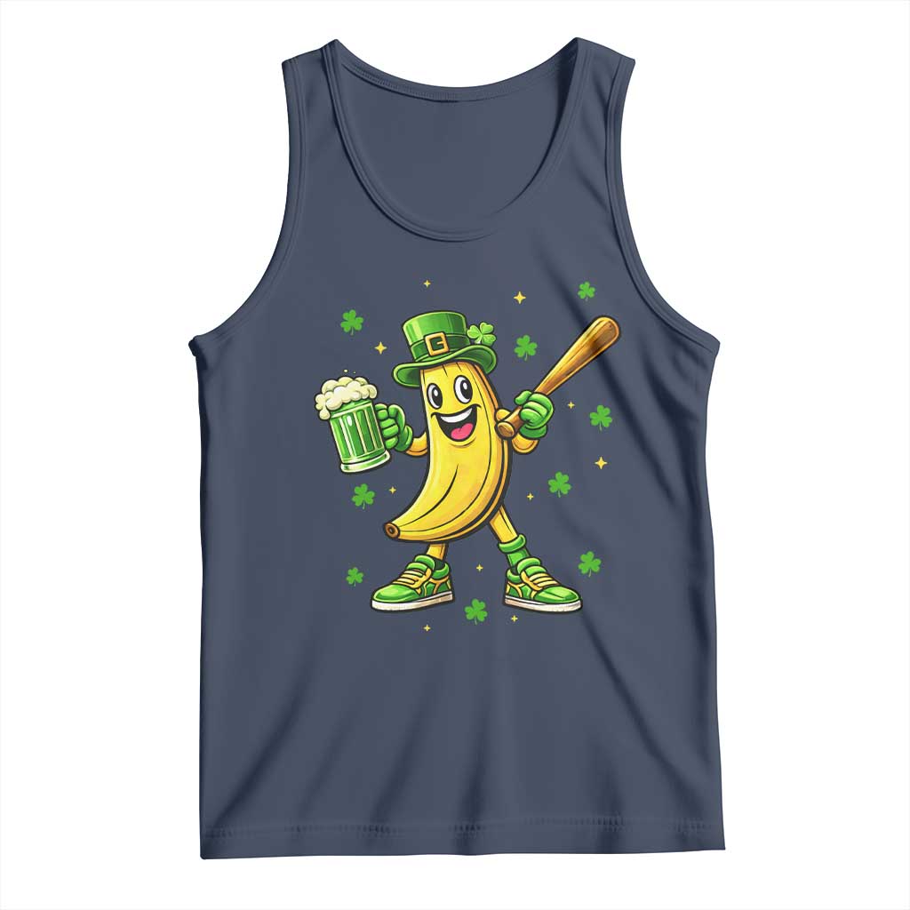 Funny Banana Baseball Player Gift Tank Top St Patricks Day TS12 Navy Print Your Wear