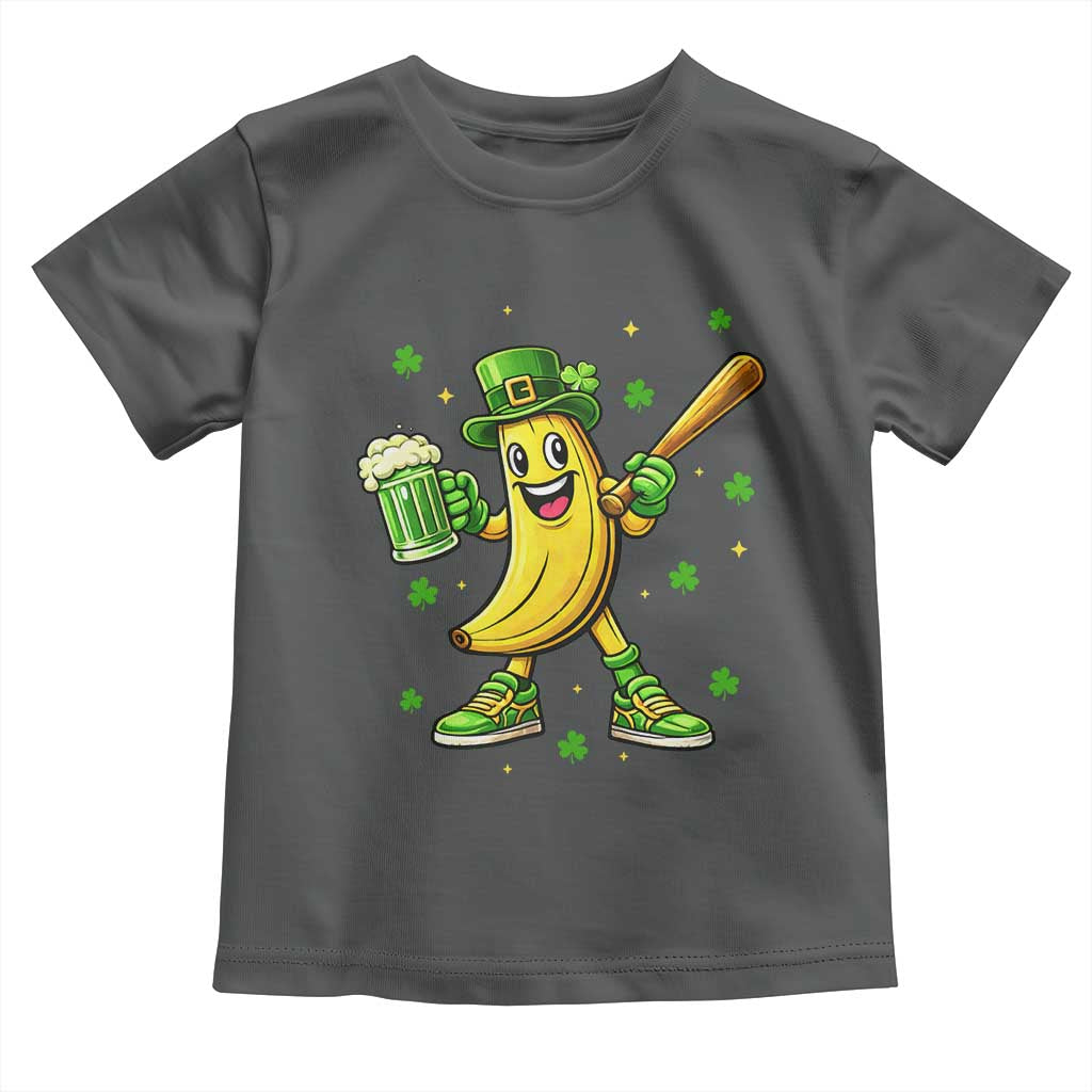 Funny Banana Baseball Player Gift Toddler T Shirt St Patricks Day TS12 Dark Heather Print Your Wear