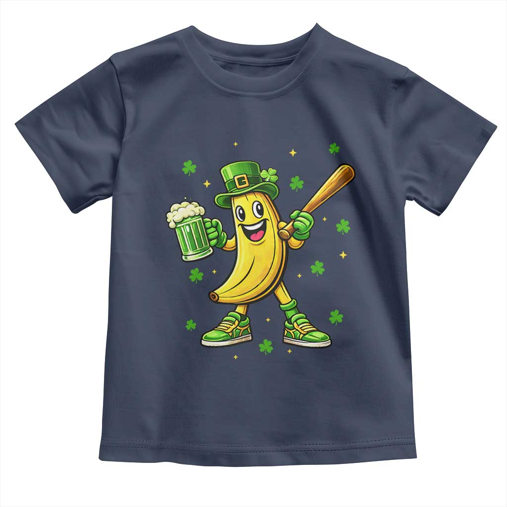 Funny Banana Baseball Player Gift Toddler T Shirt St Patricks Day TS12 Navy Print Your Wear