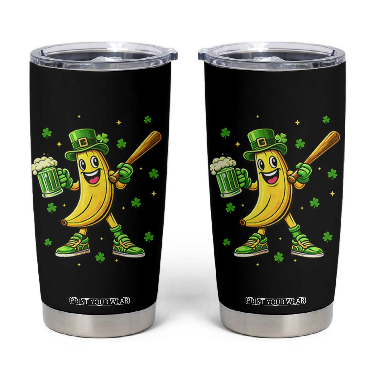 Funny Banana Baseball Player Gift Tumbler Cup St Patricks Day TS12 Black Print Your Wear