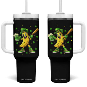 Funny Banana Baseball Player Gift Tumbler With Handle St Patricks Day TS12 One Size: 40 oz Black Print Your Wear