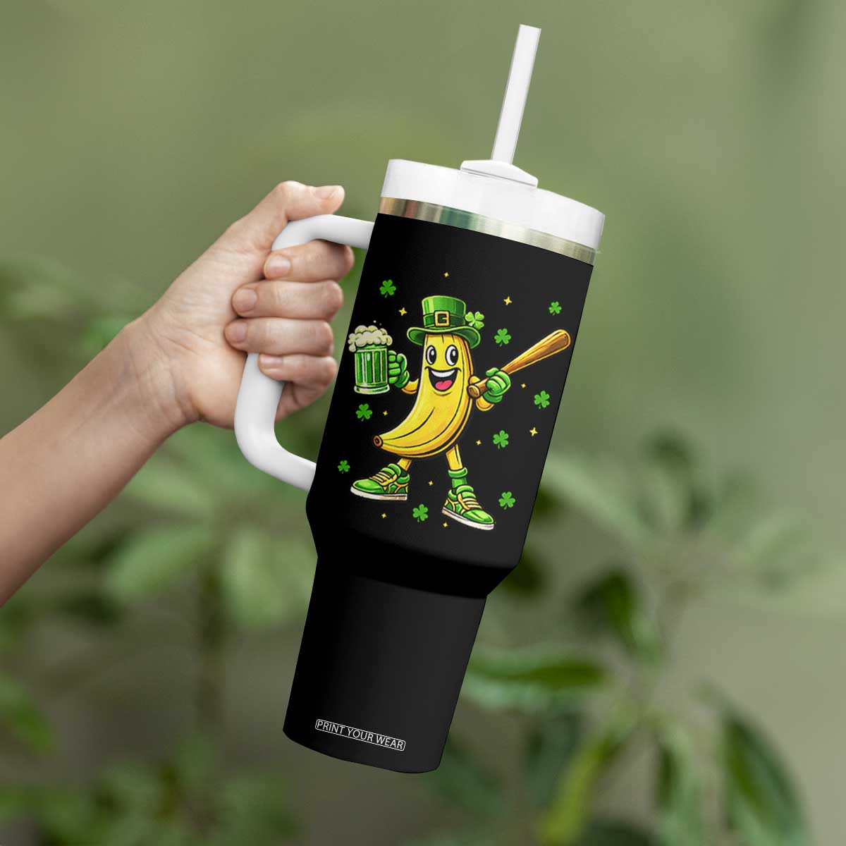 Funny Banana Baseball Player Gift Tumbler With Handle St Patricks Day TS12 Print Your Wear
