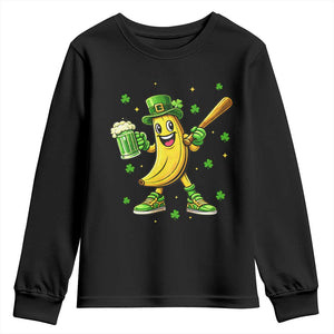 Funny Banana Baseball Player Gift Youth Sweatshirt St Patricks Day TS12 Black Print Your Wear