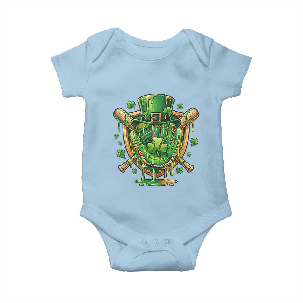 Slimy Shamrock Baseball Glove Baby Onesie St Patricks Day Gift TS12 Light Blue Print Your Wear