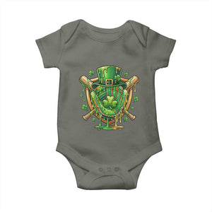 Slimy Shamrock Baseball Glove Baby Onesie St Patricks Day Gift TS12 Military Green Print Your Wear