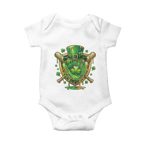 Slimy Shamrock Baseball Glove Baby Onesie St Patricks Day Gift TS12 White Print Your Wear