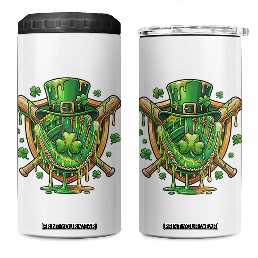 Slimy Shamrock Baseball Glove 4 in 1 Can Cooler Tumbler St Patricks Day Gift TS12 One Size: 16 oz White Print Your Wear