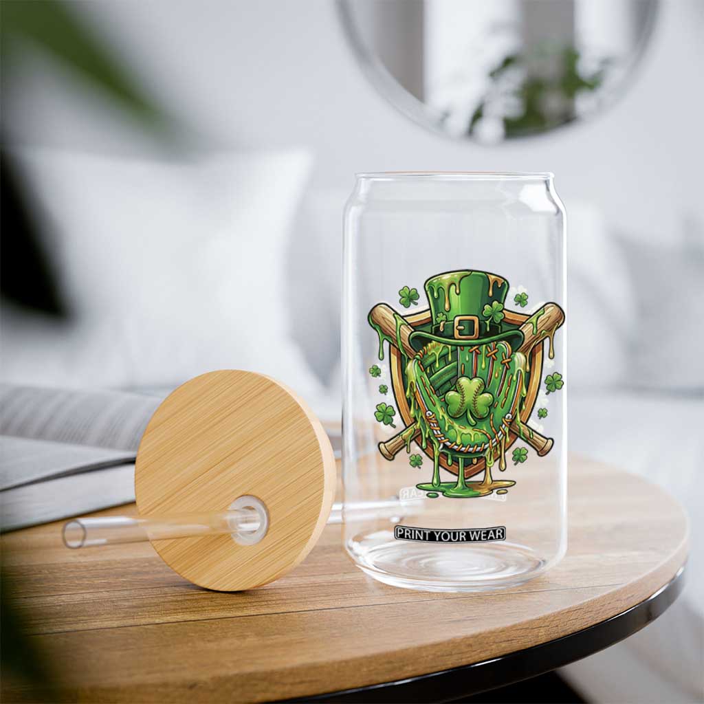 Slimy Shamrock Baseball Glove Glass Can St Patricks Day Gift TS12 Print Your Wear