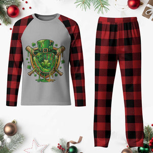 Slimy Shamrock Baseball Glove Plaid Pajama Set St Patricks Day Gift TS12 Buffalo Plaid Print Your Wear