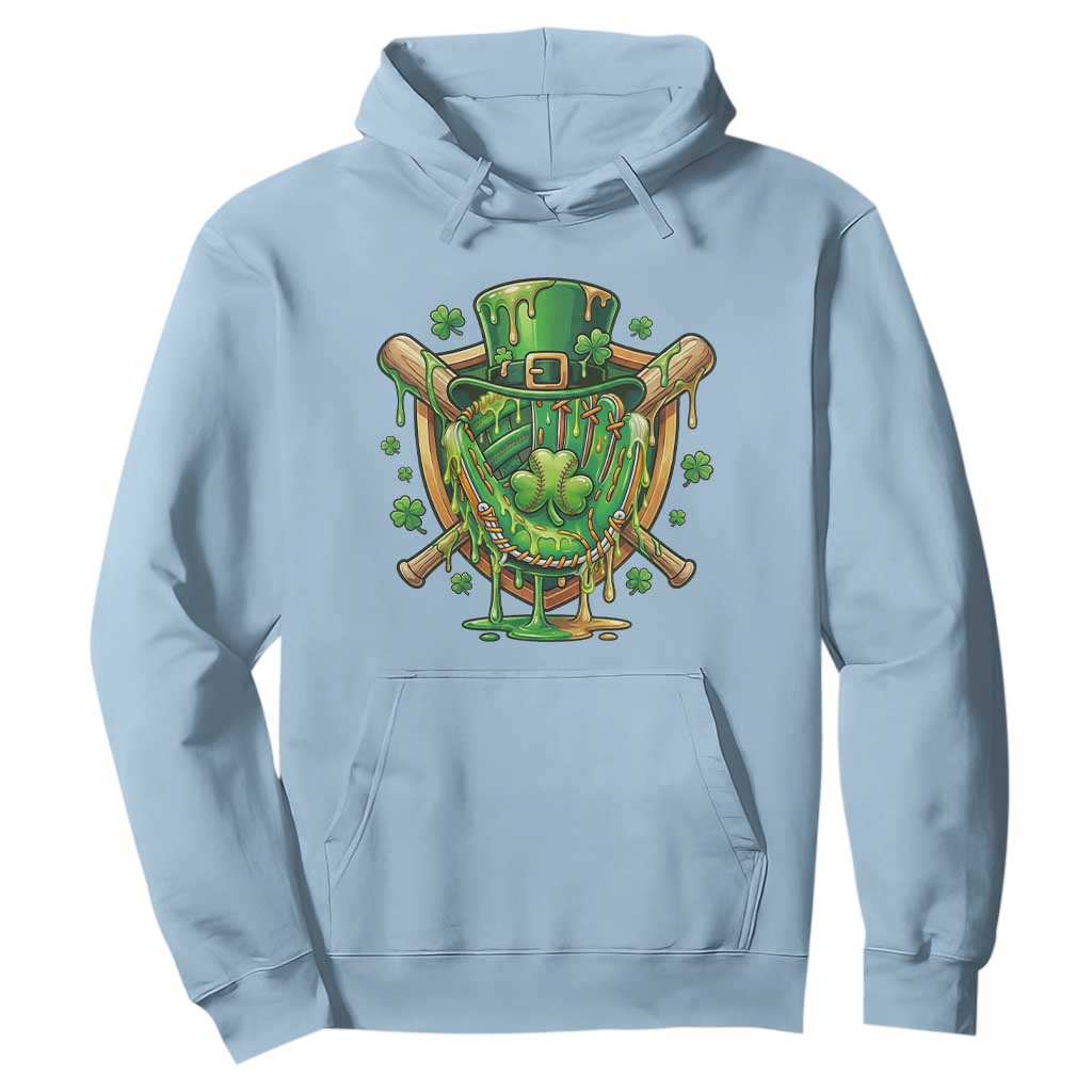 Slimy Shamrock Baseball Glove Hoodie St Patricks Day Gift TS12 Light Blue Print Your Wear