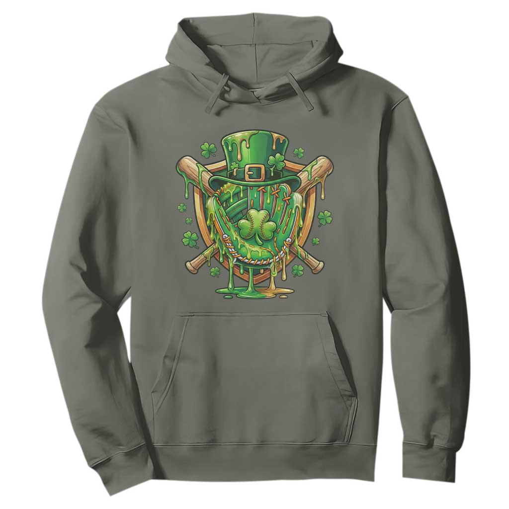 Slimy Shamrock Baseball Glove Hoodie St Patricks Day Gift TS12 Military Green Print Your Wear