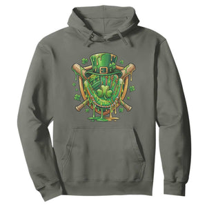 Slimy Shamrock Baseball Glove Hoodie St Patricks Day Gift TS12 Military Green Print Your Wear