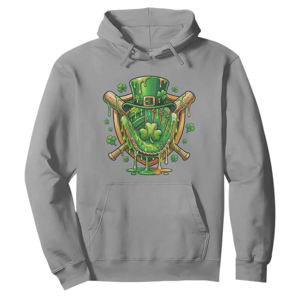 Slimy Shamrock Baseball Glove Hoodie St Patricks Day Gift TS12 Sport Gray Print Your Wear