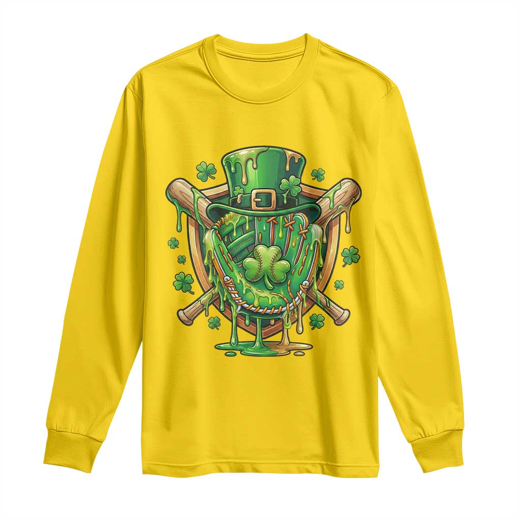Slimy Shamrock Baseball Glove Long Sleeve Shirt St Patricks Day Gift TS12 Daisy Print Your Wear