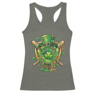 Slimy Shamrock Baseball Glove Racerback Tank Top St Patricks Day Gift TS12 Military Green Print Your Wear
