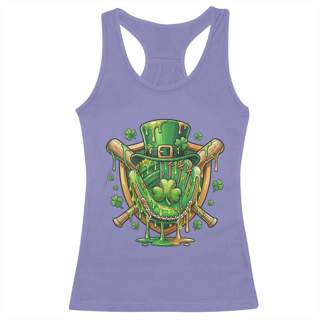 Slimy Shamrock Baseball Glove Racerback Tank Top St Patricks Day Gift TS12 Violet Print Your Wear