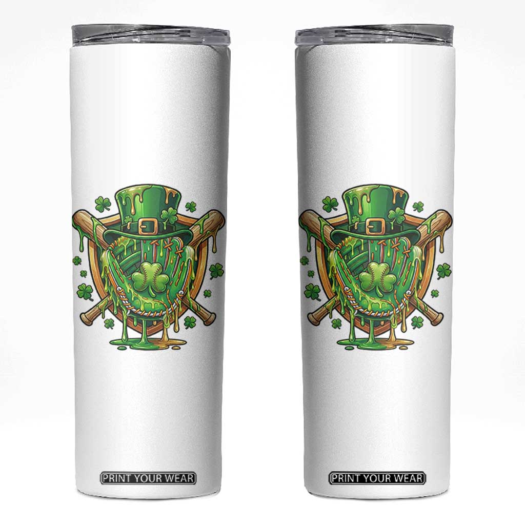 Slimy Shamrock Baseball Glove Skinny Tumbler St Patricks Day Gift TS12 White Print Your Wear
