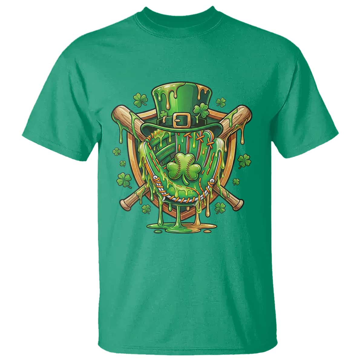 Slimy Shamrock Baseball Glove T Shirt St Patricks Day Gift
