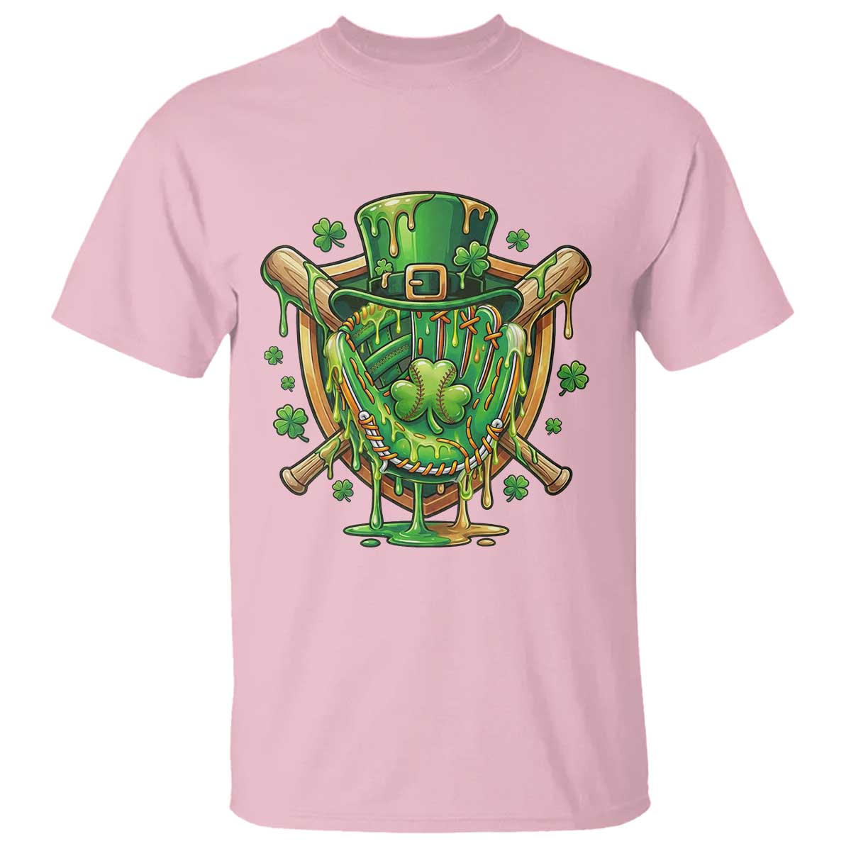 Slimy Shamrock Baseball Glove T Shirt St Patricks Day Gift TS12 Light Pink Print Your Wear